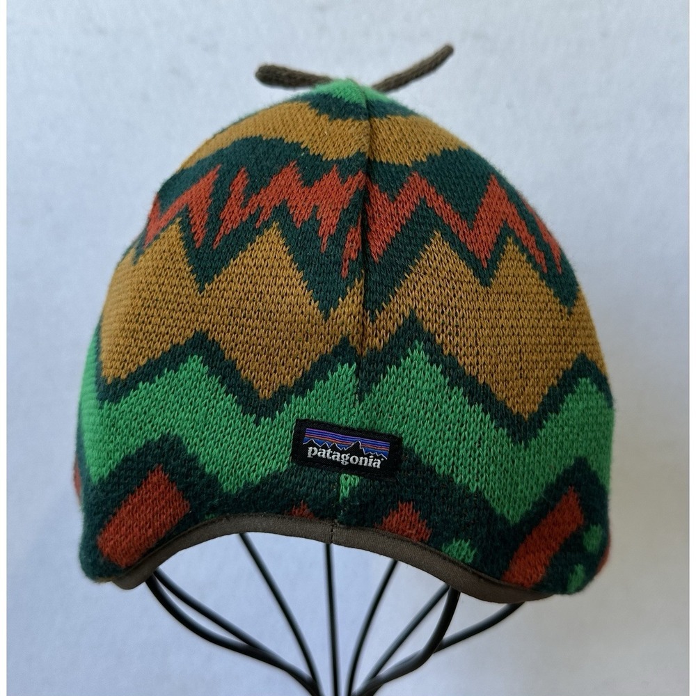 Patagonia Baby Reversible Beanie Hat Geo Knit Nettle Colorful Sz 3-6 Months